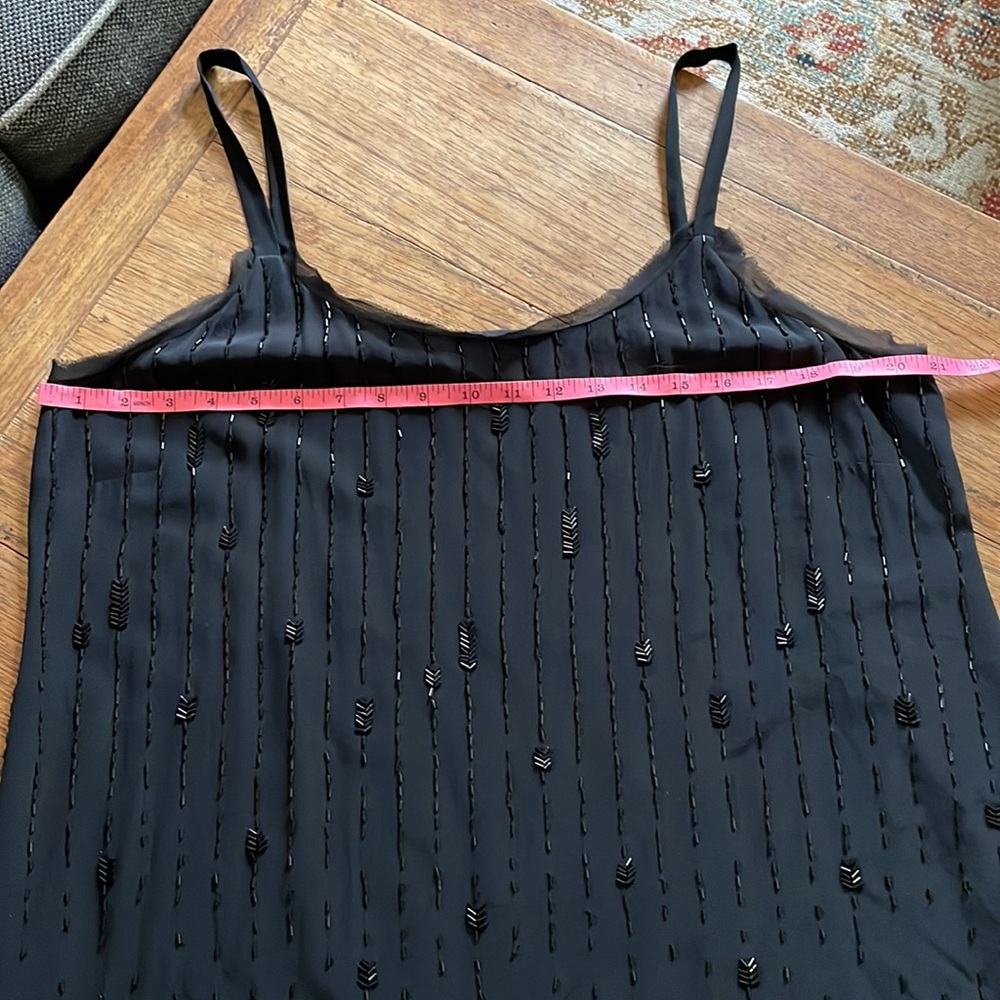 Eileen Fisher 100% Silk Dress Black with sequins spaghetti straps. Size 16 - Picture 8 of 14